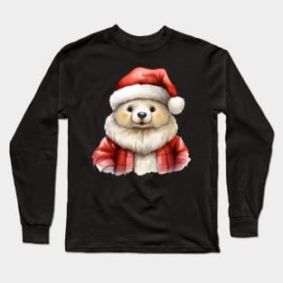 Polar Bear Santa Xmas, Watercolor, Teddy Christmas - 02 Long Sleeve T-Shirt